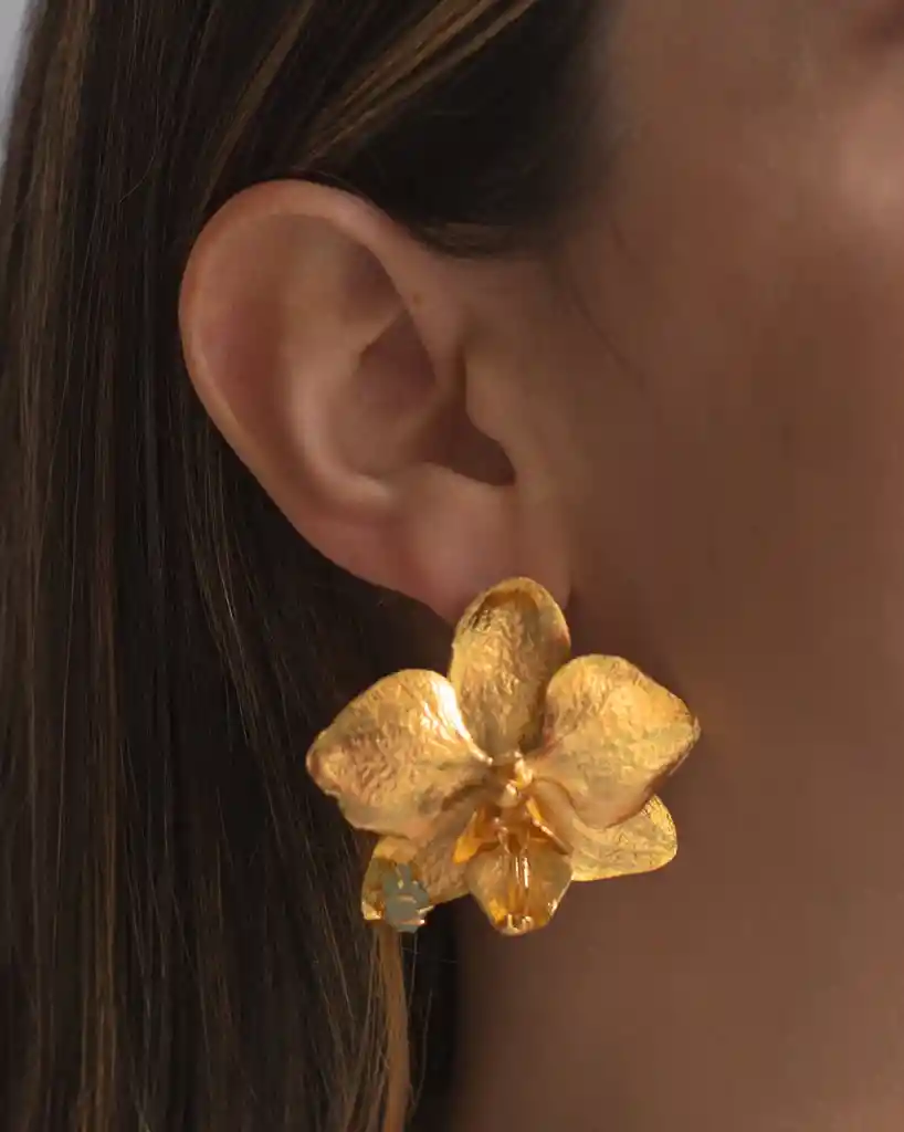 Aretes Orquidea Phalaenopsis Esmeralda Saucos