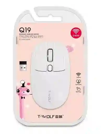 Mouse Inalámbrico Q19 Blanco/ Rosa