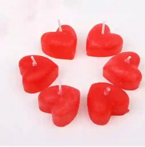 Velas Diseño Corazón Rojas X 6 Unidades