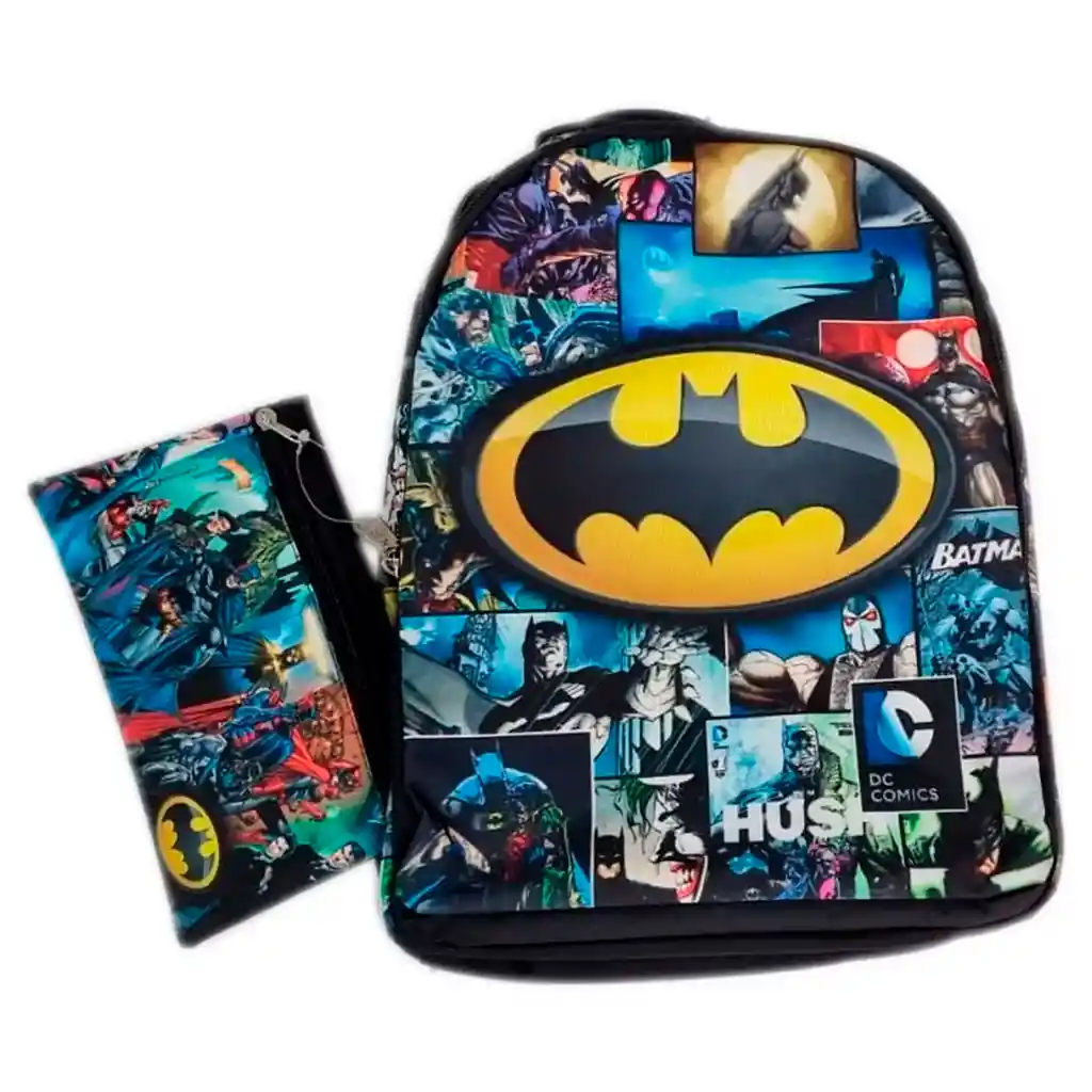 Morral + Cartuchera Comic Batman Estilo Maleta Escudo Hush