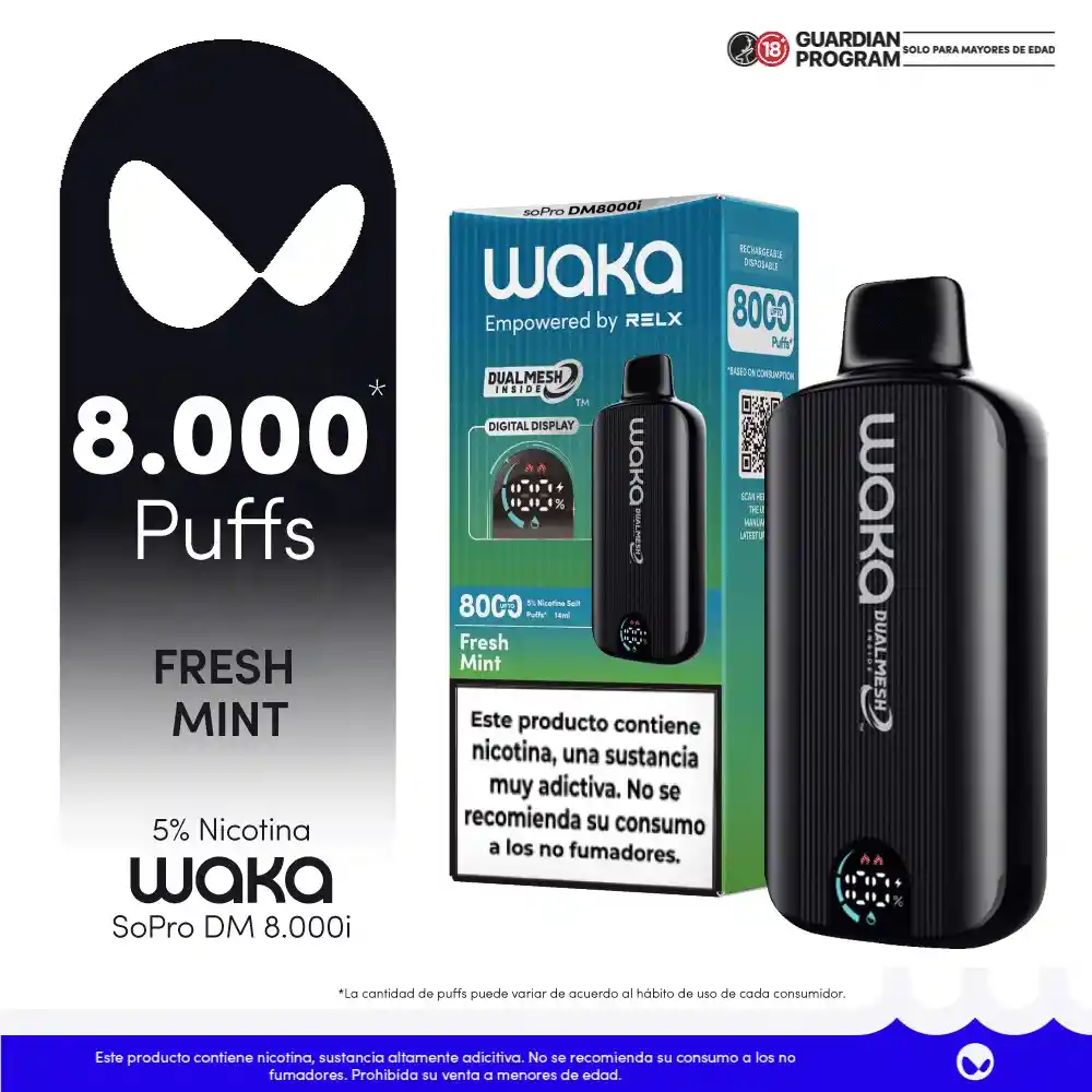 WAKA Smart Vape Fresh Mint 5% 8.000 puffs