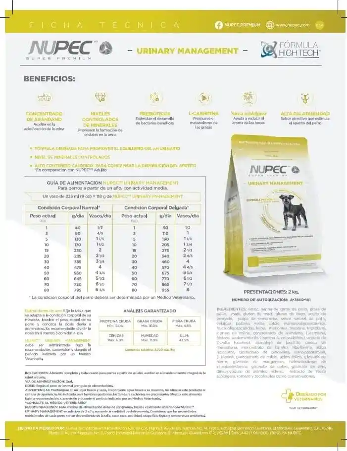 Nupec Canino Urinary Management 2kg