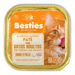 Paté Alimento Húmedo Gatos Adultos Sabor Pollo - Besties -