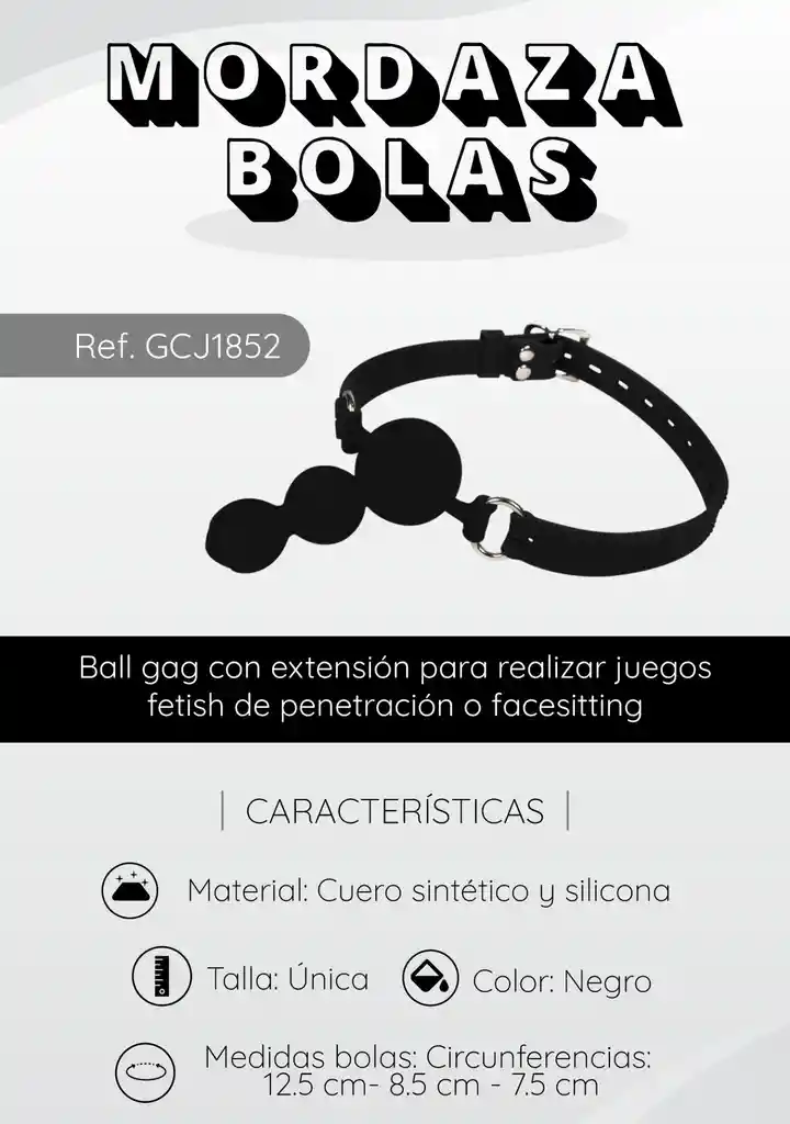 Gagball, Tapa Bocas Sado, 3-balls Silicona