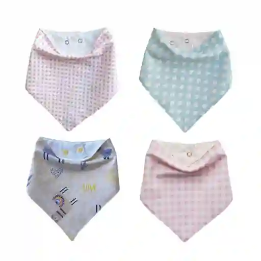 Baberos Para Bebé Tipo Bandana Niña X4 Unidades- Talla L