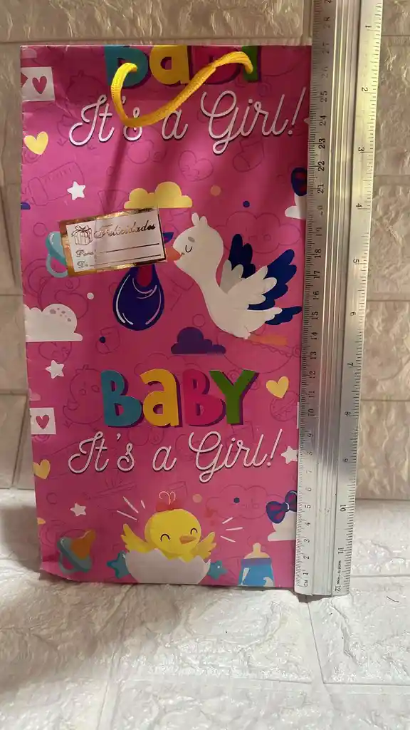 Bolsa Regalo Papel Mediana Bebe Niña 26*15*7