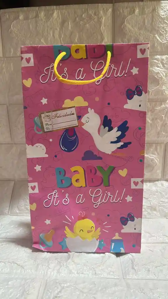 Bolsa Regalo Papel Mediana Bebe Niña 26*15*7