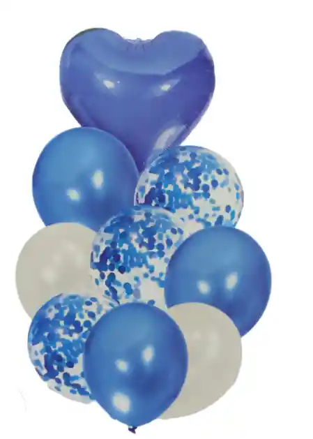 Bouquet Globos Bombas Azules Agata X9 Pcs