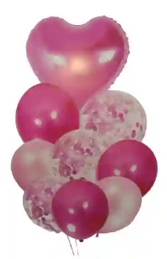 Bouquet Globos Bombas Fucsia Agata X9 Pcs