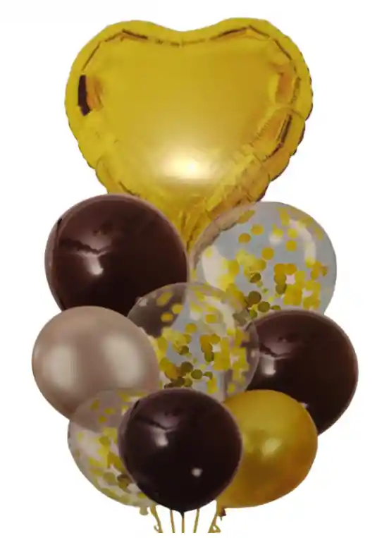 Bouquet Globos Bombas Dorado Agata X9 Pcs