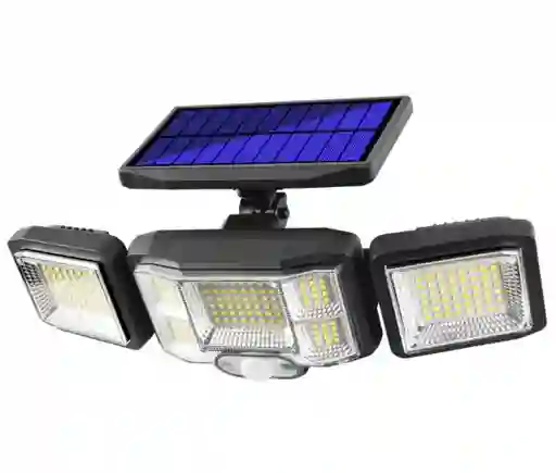 Lampara Solar Led Exteriores 3 Cabezas Sensor De Movimiento Gran Angular + Control 					