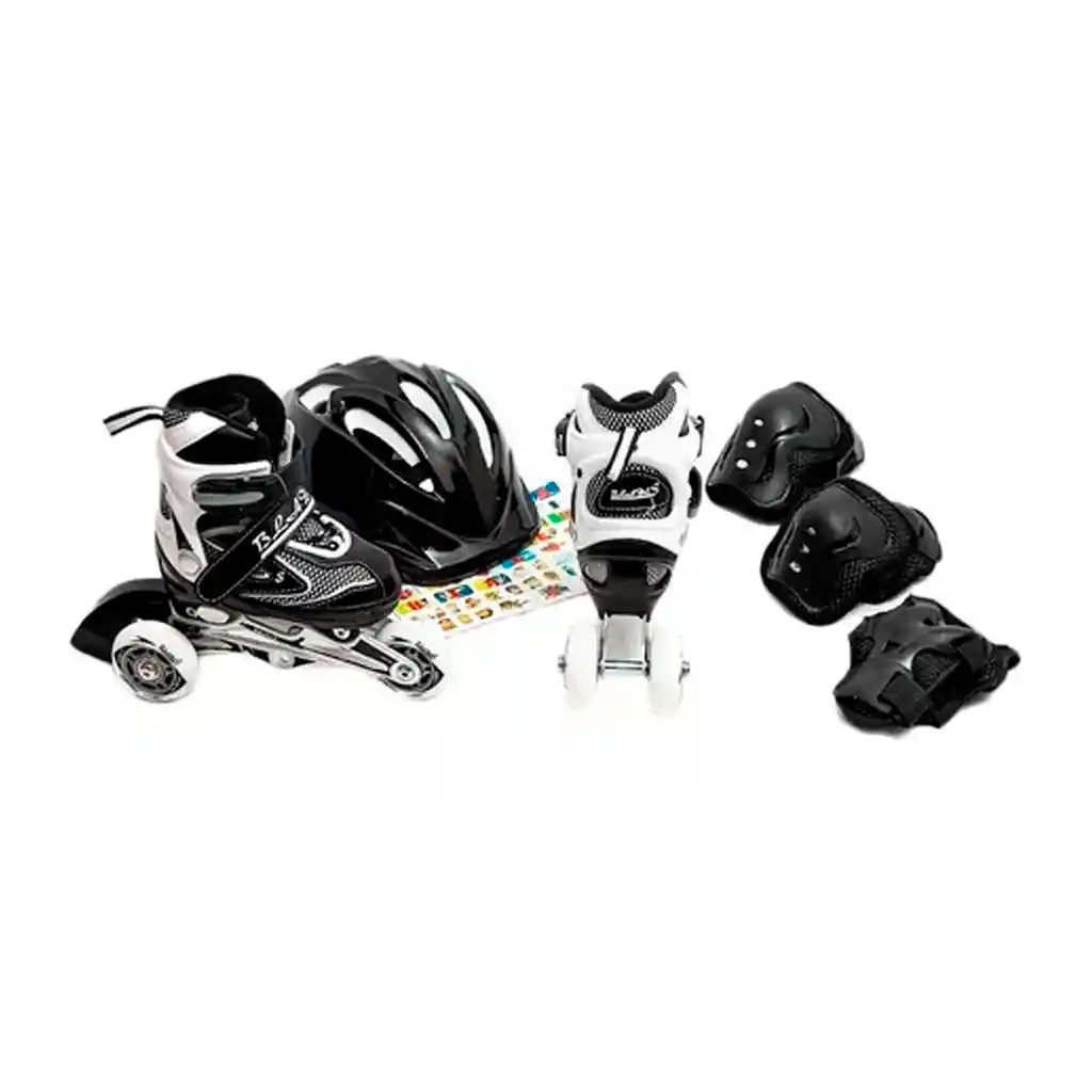 Kit Patines Semiprofesionales Blades Casco Y Protección Negro 35-38