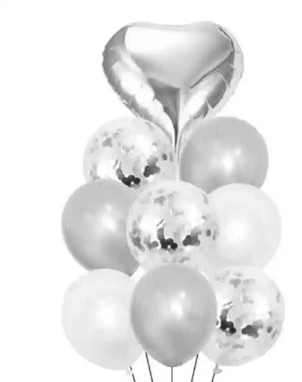 Bouquet Globos Bombas Plateada Agata X9 Pcs