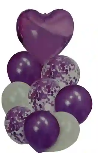 Bouquet Globos Bombas Morada Agata X9 Pcs