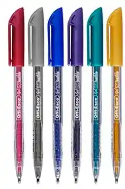 Esferos Bolígrafos Gel Escarchados Estuche Offi-esco X6