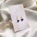 Aretes Corazón Swarovski Morado