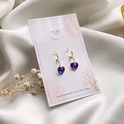 Aretes Corazón Swarovski Morado