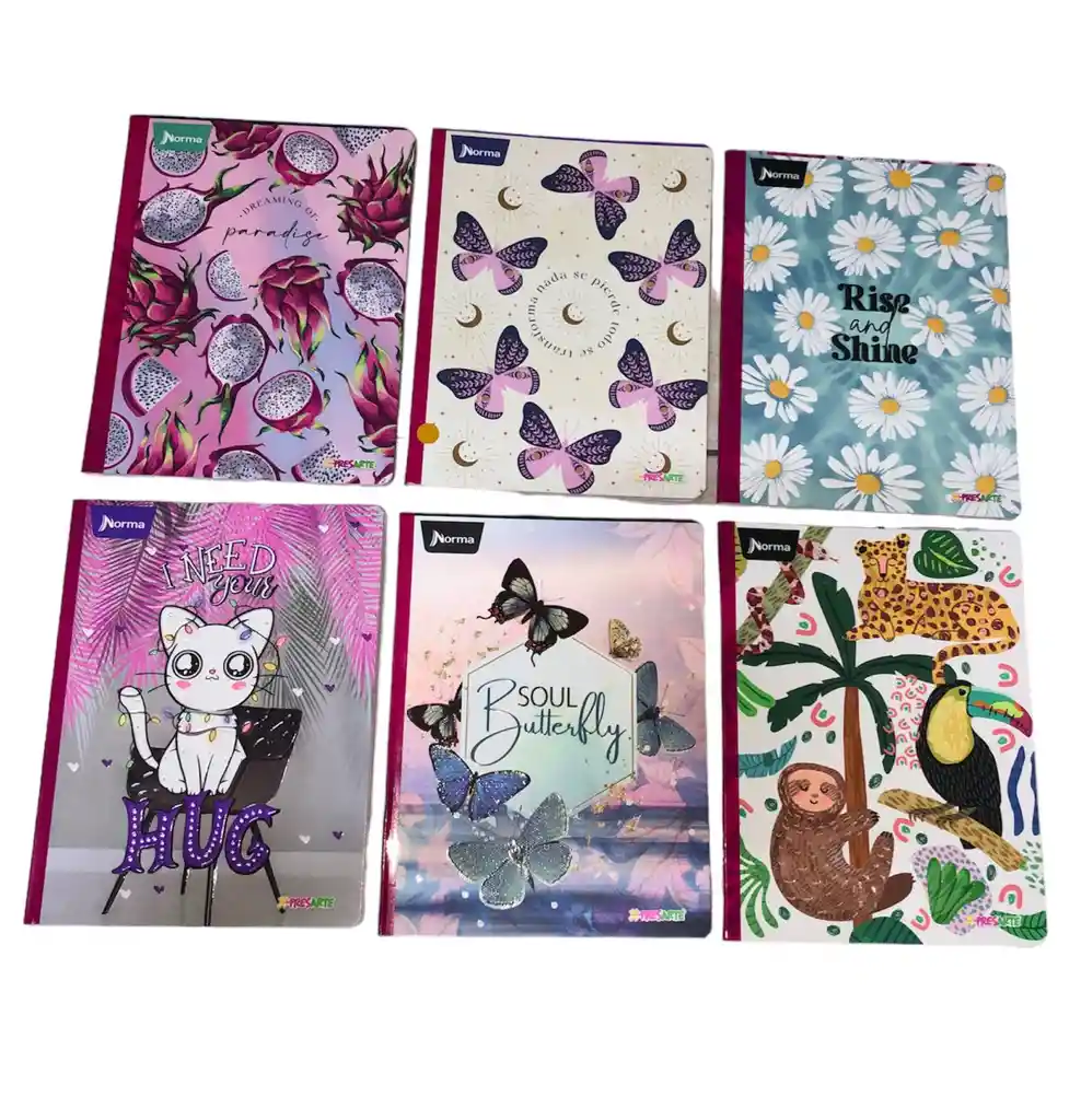Cuaderno Cosido Cuadriculado Niña 1 Materia Norma X-presarte X50 Hojas Plastificado Con Stickers