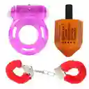 Kit Esposas + Pirinola Erótica + Anillo Para Pene Vibrador