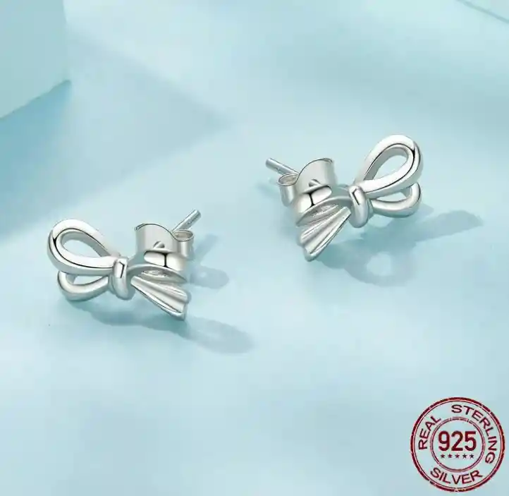 Aretes Topos Moño Para Niña O Mujer Fabricados En Plata 925