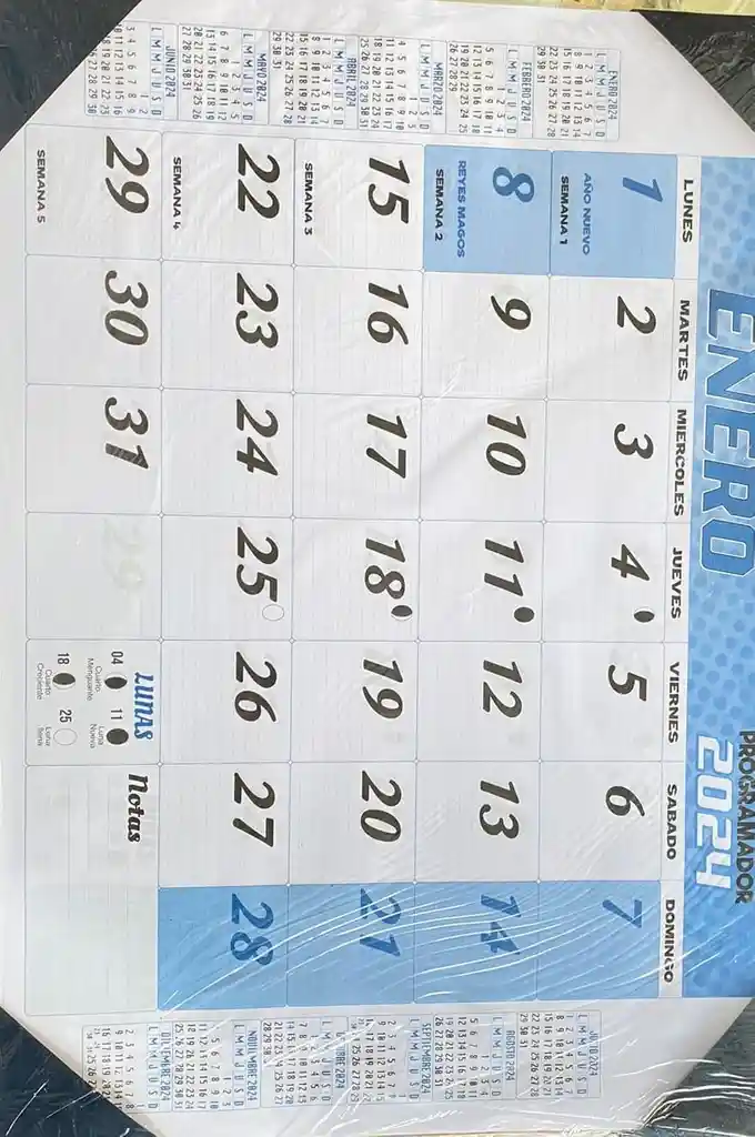 Calendario Programador Horizontal Mediano