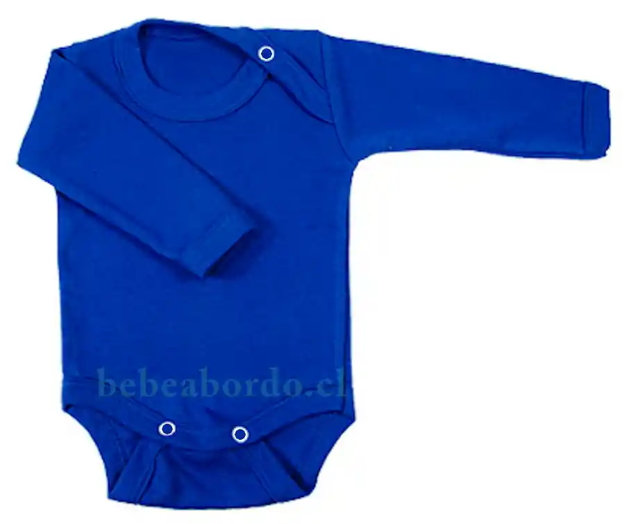 Body Manga Larga Basico Bebe Azul - Talla 18-24 Poliester