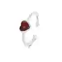 Anillo Ajustable Para Mujer Corazón Rojo Amor En Plata 925