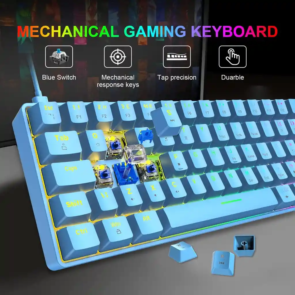 Combo Gamer Teclado Mecánico 60% Mambasnake | Super Combo | Azul