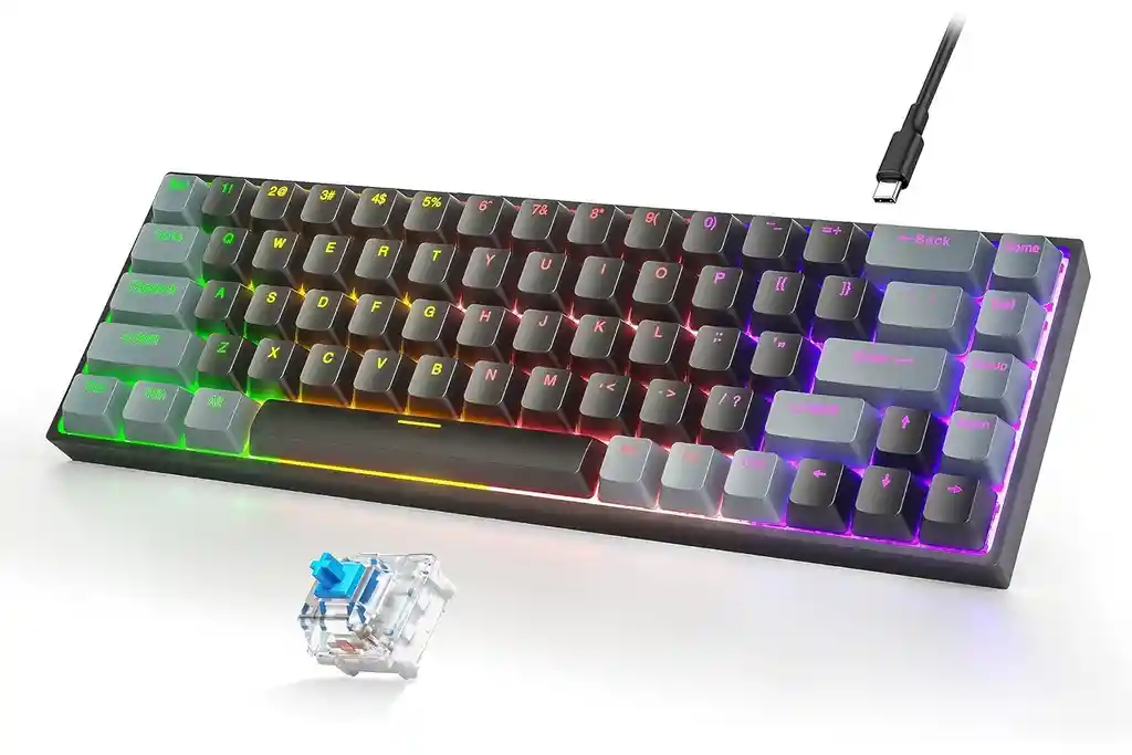 Teclado Mecanico Gamer 60% 68keys Taiahiro | Cable Extraible