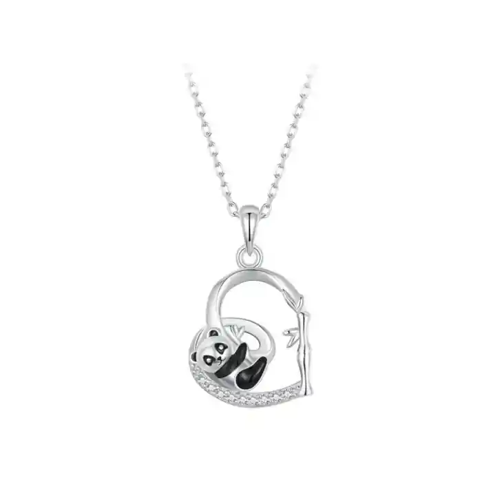 Collar Cadena Para Mujer Dije Oso Panda En Plata 925