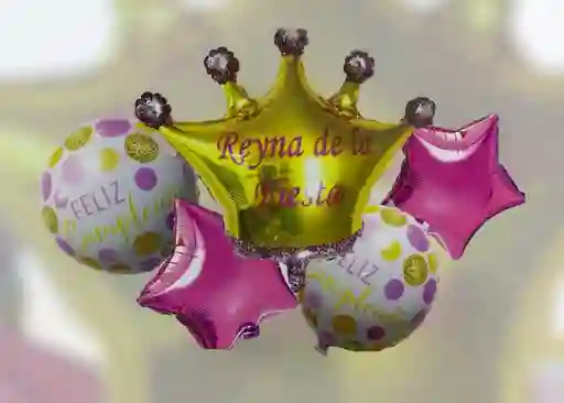 Bouquet Globos Bombas Feliz Cumpleaños Reina De La Fiesta X 5und