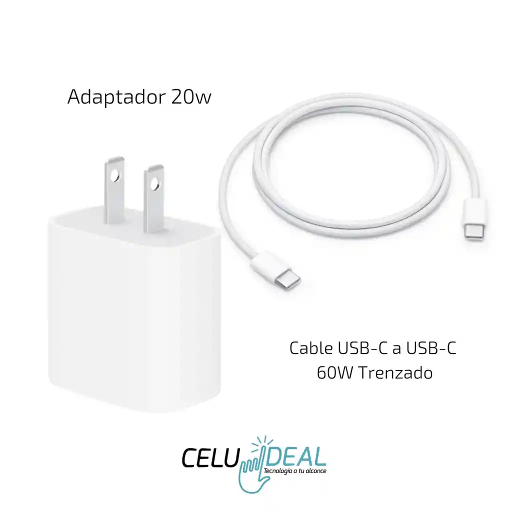 Cargador Iphone 15/15pro/15promax Original Con Cable Usb-c A Usb-c 60w Y Adaptador 20w Tipo C.