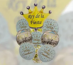 Bouquet Globos Bombas Feliz Cumpleaños Rey De La Fiesta X 10und