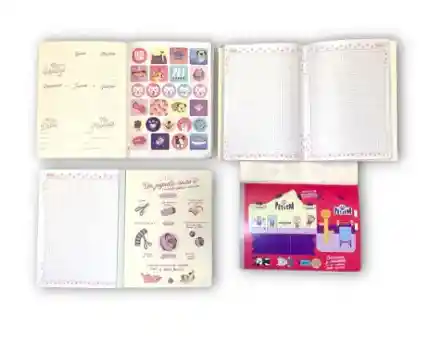 Cuaderno Cosido Cuadriculado Niña 1 Materia Scribe Huellitas X100 Hojas Plastificado Con Stickers