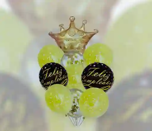 Globos Bombas Bouquet Feliz Cumpleaños Corona X10pcs