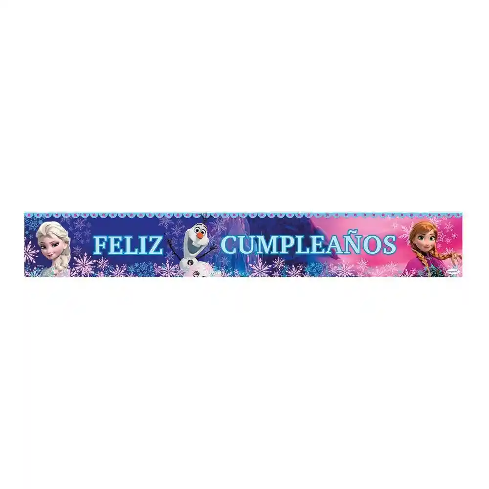 Cartel Metalizado Feliz Cumpleaños Frozen Disney 90cmx2und