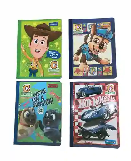 Cuaderno Cosido Cuadriculado Doble Linea Con Formato Tipo C Niño Primavera X100 Hojas Plastificado Con Stickers