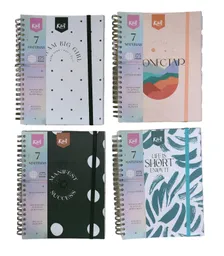 Cuaderno Argollado Cuadriculado Mujer 7 Materias Kiut Motivacional Con Stickers