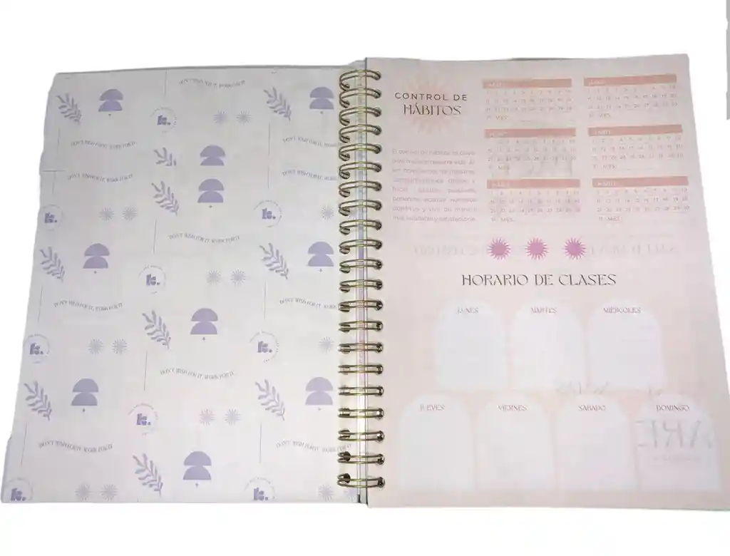 Cuaderno Argollado Cuadriculado Mujer 7 Materias Kiut Motivacional Con Stickers