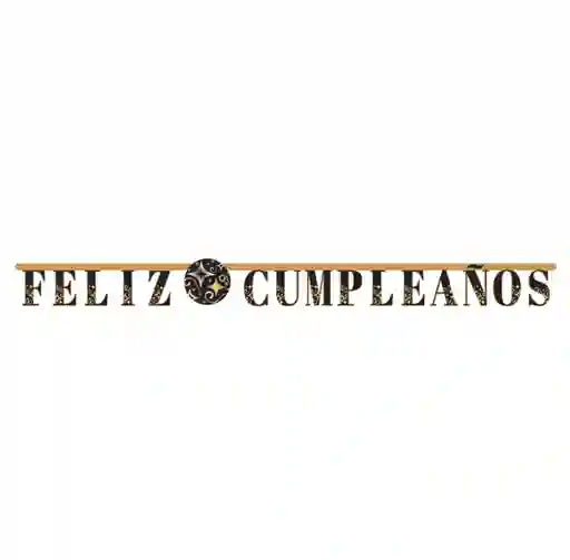 Cartel Letras Metalizado Feliz Cumpleaños Dorado - Negro