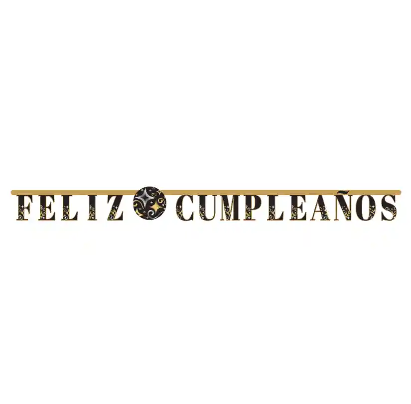 Cartel Letras Metalizado Feliz Cumpleaños Dorado - Negro