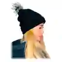 Gorro Pompon Bola Unisex Fashion Frío En Lana Fina Negro