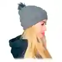 Gorro Pompon Bola Unisex Fashion Frío En Lana Fina Gris Oscuro