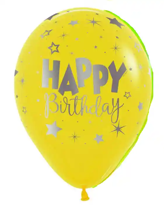 Globos Bombas Sempertex Happy Birthday Efecto Espejo Globo Duo R-12 Paq 8 Und