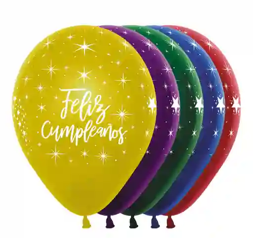 Globos Bombas Sempertex Feliz Cumpleaños Cristal Radiante R-12 Paq 12 Und Colores Surtidos