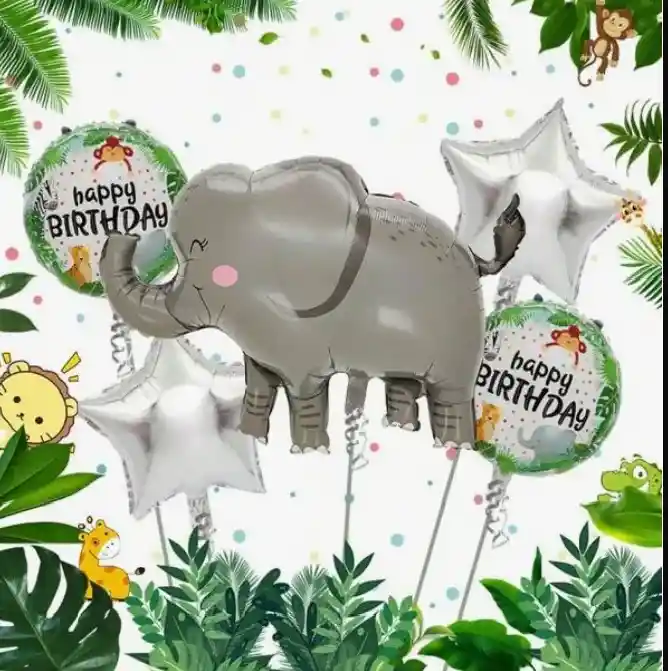 Bouquet Bombas Globos Happy Birthday Zoo Elefanteestrellas