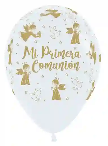 Globos Bombas Sempertex Infinity Mi Primera Comunion Palomas Fashion Blanco