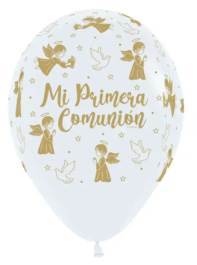 Globos Bombas Sempertex Infinity Mi Primera Comunion Palomas Fashion Blanco