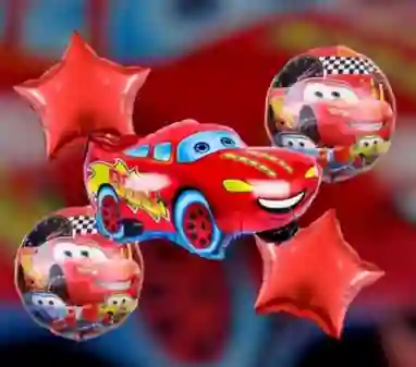 Bouquet Globo Bomba Personaje Infantilrayo Mcqueen X5