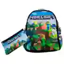 Morral Comic Minecraft Maleta Niños Grande + Cartuchera